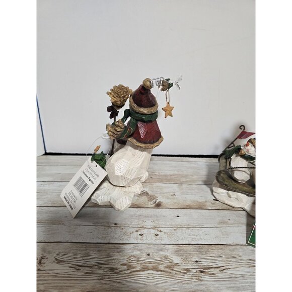 Lot of 2 Wooden Snowman Carved Decorations Snowman Hanging Stars on Trees and Sn - Picture 5 of 9